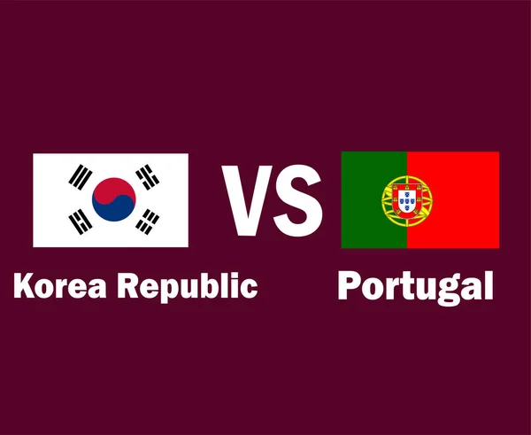 Эмблема Флага Южной Кореи Португалии Именами Символ Дизайн Азии Европы — стоковый вектор