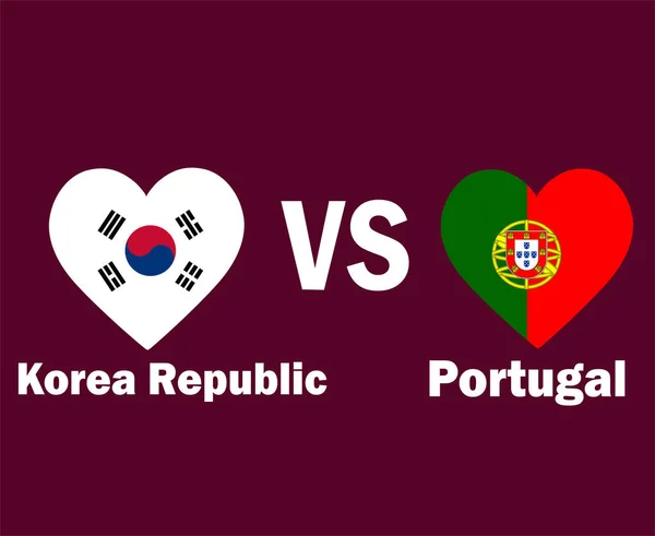 韓国とポルトガルシンボルデザインアジアとヨーロッパのサッカー決勝ベクトルアジアとヨーロッパ諸国サッカーチームイラスト — ストックベクタ
