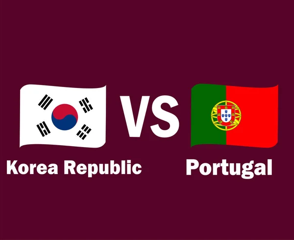 Флаг Южной Кореи Португалии Лента Именами Символ Дизайн Азии Европы — стоковый вектор