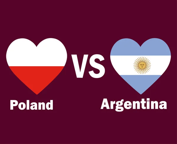 Polen Argentinië Vlag Hart Met Namen Symbool Ontwerp Latijns Amerika — Stockvector