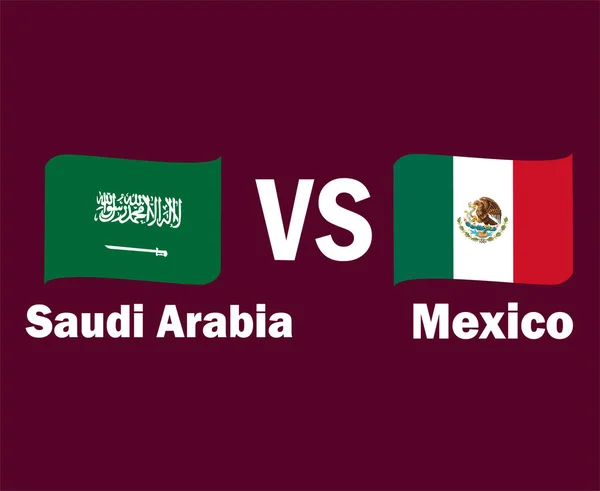 Saudi Arabië Mexico Vlag Lint Met Namen Symbool Ontwerp Noord — Stockvector