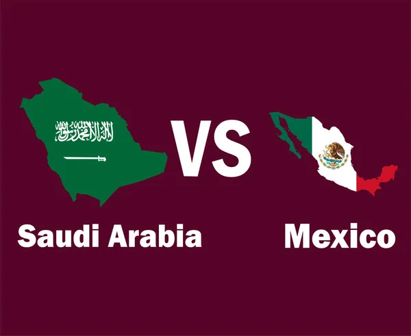 Saoedi Arabië Mexico Kaart Vlag Met Namen Symbool Ontwerp Noord — Stockvector