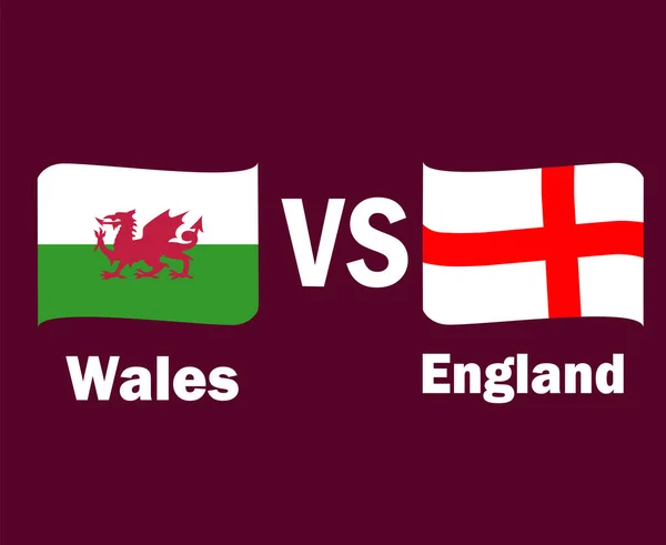 Wales Och England Flagga Band Med Namn Symbol Design Europa — Stock vektor