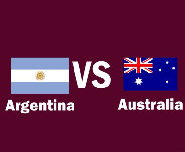 Arjantin Avustralya Bayrağına Karşı İsim Sembol Tasarımı Latin Amerika ve Asya futbolunun son temsilcisi Latin Amerika ve Asya Ülkeleri Futbol Takımları İllüstrasyonu