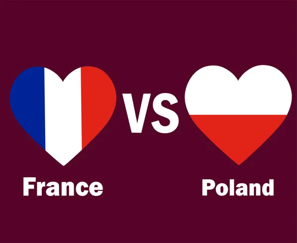 Frankrijk Polen Vlag Hart Met Namen Symbool Ontwerp Europa Voetbal — Stockvector
