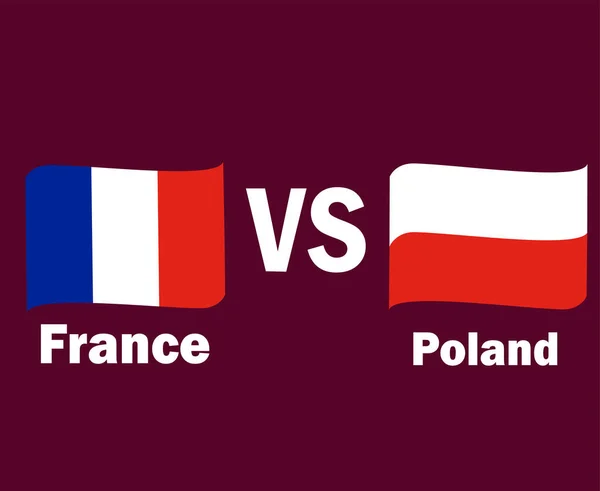 フランス対ポーランドフラッグリボンの名前記号デザインヨーロッパサッカー決勝ベクトルヨーロッパ諸国サッカーチームイラスト — ストックベクタ