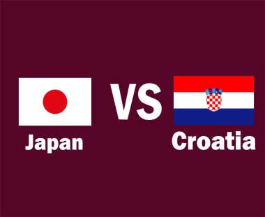 Japonya, Hırvatistan Bayrağına Karşı Sembol Tasarımı Asya ve Avrupa futbolu Final Vektörü Asya ve Avrupa Ülkeleri Futbol Takımları İllüstrasyonu