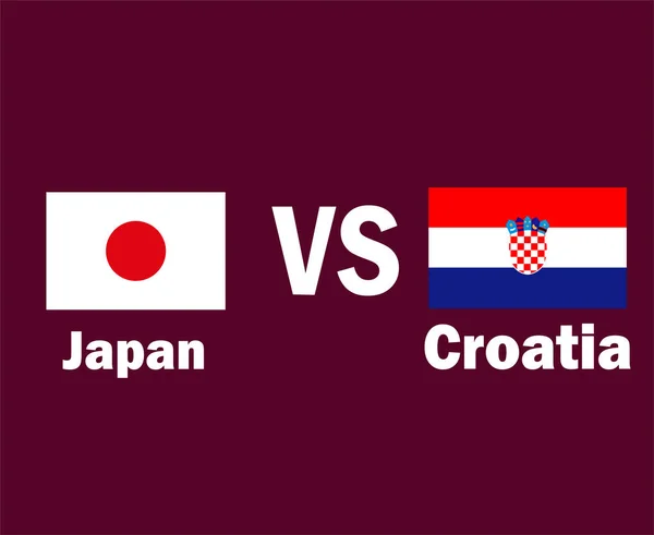 Japan Kroatië Vlag Embleem Met Namen Symbool Ontwerp Azië Europa — Stockvector
