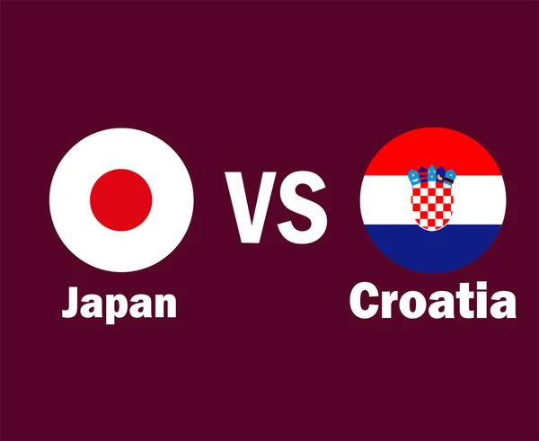 Japan Kroatië Vlag Met Namen Symbool Ontwerp Azië Europa Voetbal — Stockvector