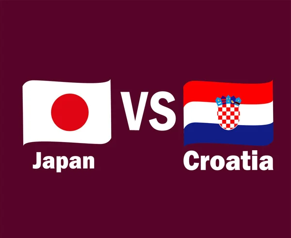 stock vector Japan Vs Croatia Flag Ribbon With Names Symbol Design Asia And Europe football Final Vector Asian And European Countries Football Teams Illustration
