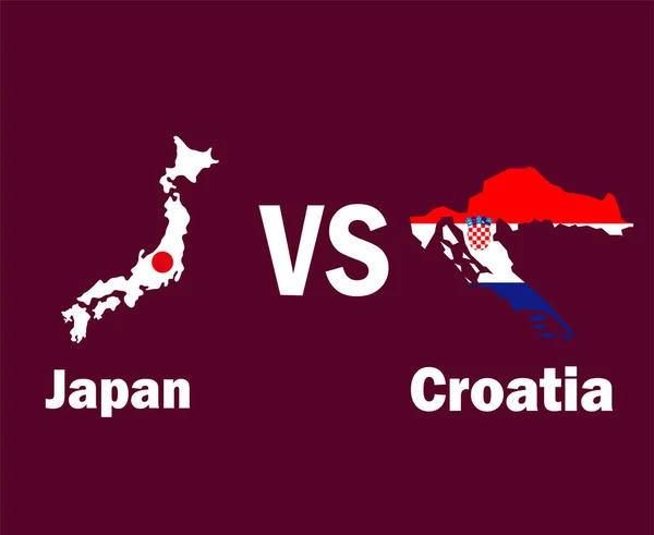 Japan Croatia Map Flag Names Symbol Design Asia Europe Football — 스톡 벡터