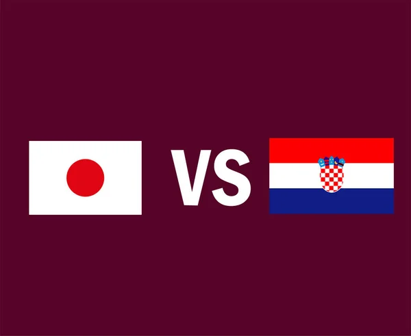 Japan Kroatië Vlag Embleem Symbool Ontwerp Azië Europa Voetbal Finale — Stockvector