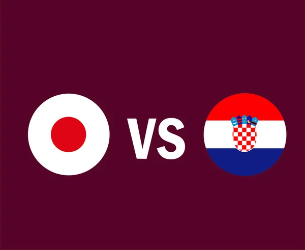 Japán Horvátország Zászló Szimbólum Tervezés Ázsia Európa Futball Végső Vektor — Stock Vector
