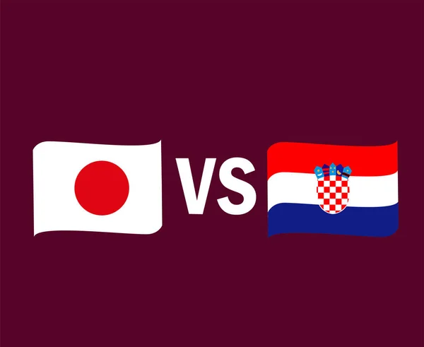 Japan Kroatië Vlag Lint Symbool Ontwerp Azië Europa Voetbal Finale — Stockvector