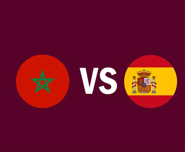 Morocco Spain Flag Symbol Design Europe Africa Football Final Vector — стоковий вектор