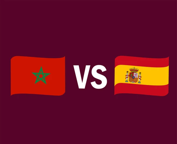 Morocco Spain Flag Ribbon Symbol Design Europe Africa Football Final — стоковий вектор