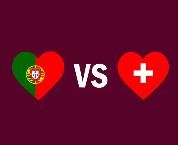 Португалия Швейцария Символ Флага Дизайн Европы Футбол Финал Векторные Европейские — стоковый вектор