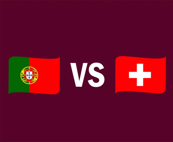 Португалия Швейцария Флагманская Лента Символ Дизайн Европы Футбольные Векторные Европейские — стоковый вектор