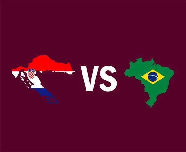 Kroatië Brazilië Kaart Vlag Symbool Ontwerp Latijns Amerika Europa Voetbal — Stockvector