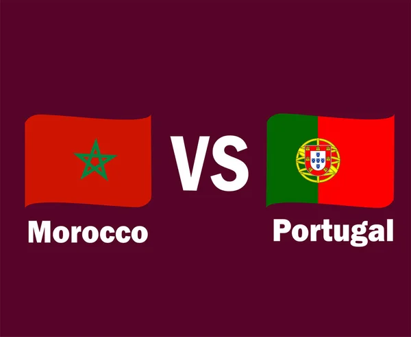 Флаг Марокко Против Португалии Лента Именами Символ Дизайн Европы Африки — стоковый вектор