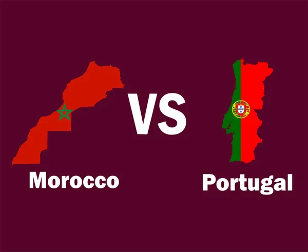 Карта Марокко Против Португалии Именами Символ Дизайн Европы Африки Футбольный — стоковый вектор