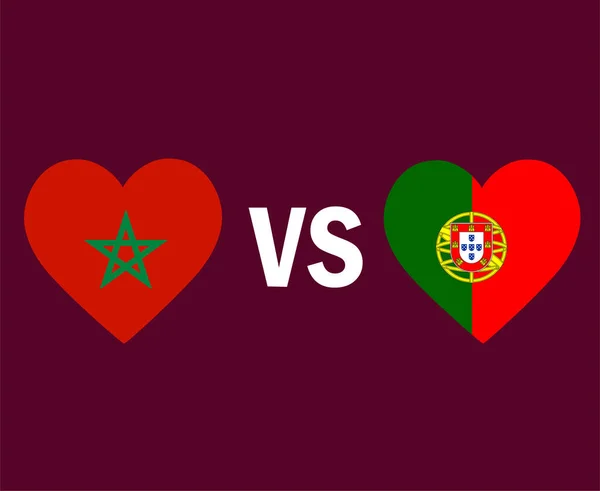 Marrocos Portugal Bandeira Coração Símbolo Design Europa África Futebol Vetor — Vetor de Stock
