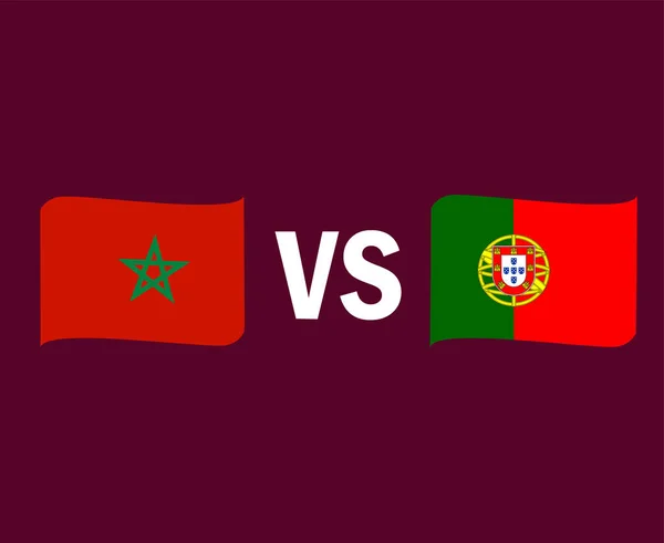 Morocco Portugal Flag Ribbon Symbol Design Europe Africa Football Final — Stock Vector