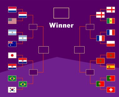 Bayrak Ülkeleri Çeyrek Final Sembol Tasarımı Futbolu Son Vektör Ülkeleri Futbol Takımları İllüstrasyonu