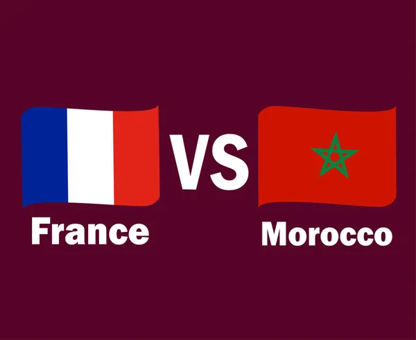 フランス対モロッコ名前の旗リボンシンボルデザインヨーロッパとアフリカサッカー決勝ベクトルヨーロッパとアフリカ諸国サッカーチームイラスト — ストックベクタ