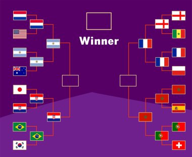 Bayrak Ülkeleri Yarı Final Sembol Tasarım Futbolu Final Vektör Ülkeleri Futbol Takımları İllüstrasyonu