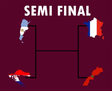 Yarı Final Ülkeleri Bayrak Haritası Sembol Tasarımı Futbol Son Vektör Ülkeleri İllüstrasyonu