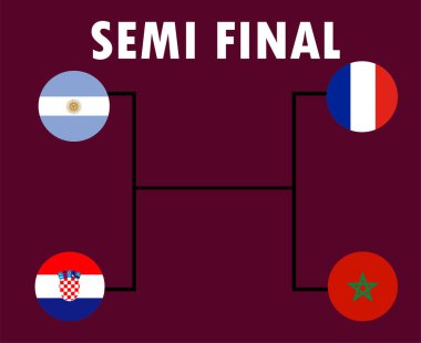 Yarı Final Ülkeleri Bayrak Sembol Tasarımı Futbol Final Vektör Ülkeleri İllüstrasyonu