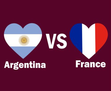 Arjantin ve Fransa Bayrak Kalbi İsimler Sembol Tasarımı Latin Amerika ve Avrupa futbolu Final Vektörü Latin Amerika ve Avrupa Ülkeleri Futbol Takımları İllüstrasyonu