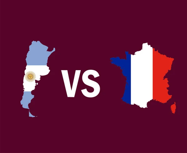 アルゼンチンとフランス地図旗のシンボルデザインラテンアメリカとヨーロッパサッカー決勝ベクトルラテンアメリカとヨーロッパ諸国サッカーチームイラスト — ストックベクタ