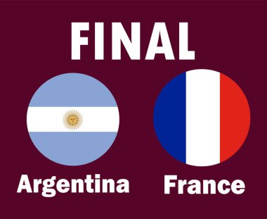 Arjantin ve Fransa Bayrağı Son Futbol Sembol Tasarımı Latin Amerika ve Avrupa Vektör Resimleri