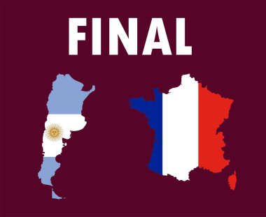 Arjantin ve Fransa Futbol Finali Sembol Tasarımı Latin Amerika ve Avrupa Vektör Resimleri