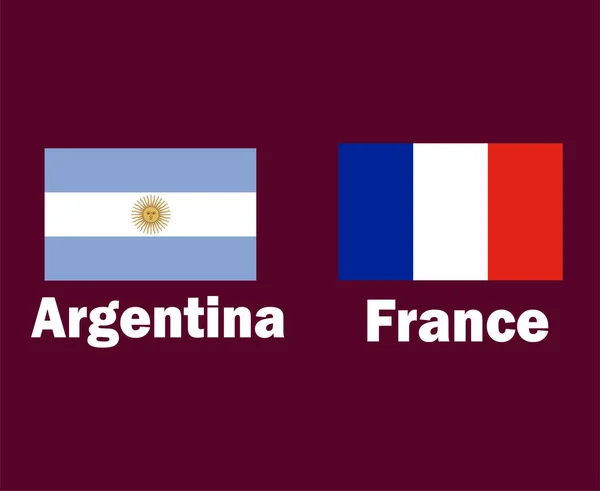 Argentina Och Frankrike Flagga Emblem Med Namn Fotboll Symbol Design — Stock vektor