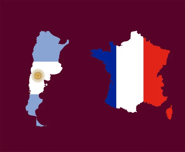Argentína Franciaország Térkép Zászló Futball Szimbólum Tervezés Latin Amerika Európa — Stock Vector