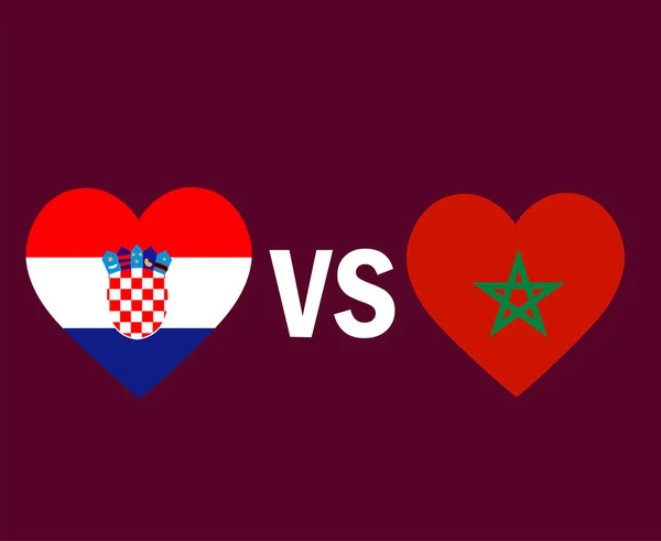 Croatie Maroc Drapeau Coeur Symbole Design Europe Afrique Football Vecteur — Image vectorielle