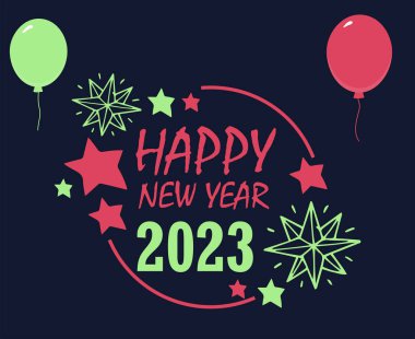 Mutlu yıllar 2023 Soyut Vektör İllüstrasyon Tasarımı Yeşil ve Pembe Arkaplan