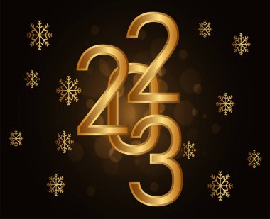 2023 Mutlu Yıllar Soyut Tatil Vektörü İllüstrasyon Tasarımı Siyah Arkaplan Altını