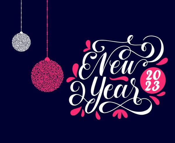 Happy New Year 2023 Abstract Holiday Vector Illustration Design Pink — Stock Vector