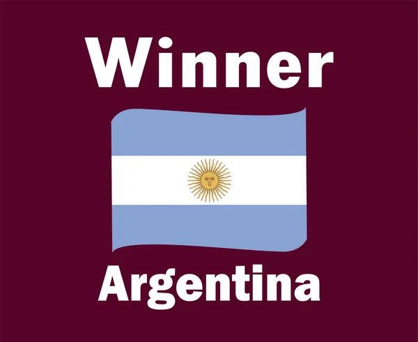 Argentina Bandera Cinta Ganadora Con Nombres Símbolo Fútbol Final Diseño — Archivo Imágenes Vectoriales
