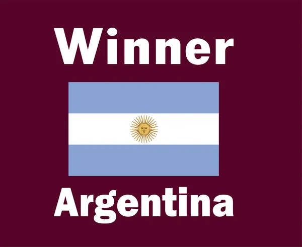 Argentina Bandeira Emblema Vencedor Com Nome Futebol Final Símbolo Design — Vetor de Stock