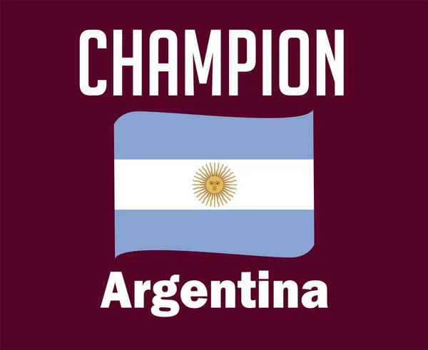 Argentina Bandeira Fita Campeã Com Nomes Símbolo Futebol Final Design — Vetor de Stock