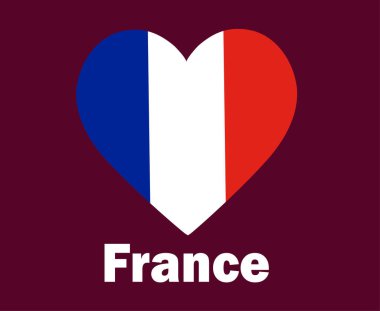 Fransa Bayrak Kalbi İsim Sembol Tasarımı Avrupa Futbolu Final Vektörü Avrupa Ülkeleri Futbol Takımları İllüstrasyonu