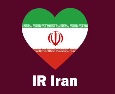 İran Bayrak Kalbi İsim Sembol Tasarımı Asya Futbolu Final Vektörü Asya Ülkeleri Futbol Takımları İllüstrasyonu