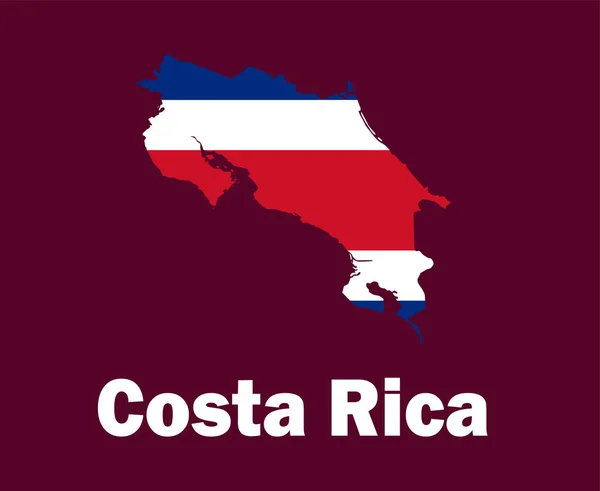 Costa Rica Mapa Bandera Con Nombres Símbolo Diseño América Del — Vector de stock