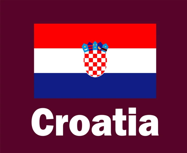 克罗地亚国旗标志与名称符号设计欧洲足球决赛矢量欧洲国家足球队图解 — 图库矢量图片