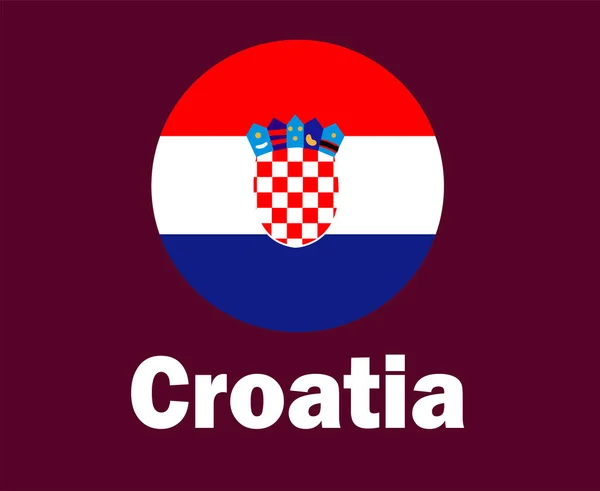 Kroatien Flagge Mit Namen Symbol Design Europa Fußball Final Vector — Stockvektor